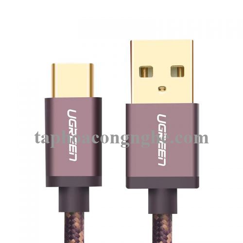 Ugreen 40428 0.5M màu Nâu Cáp sạc USB TypeC cao cấp US250 30040428
